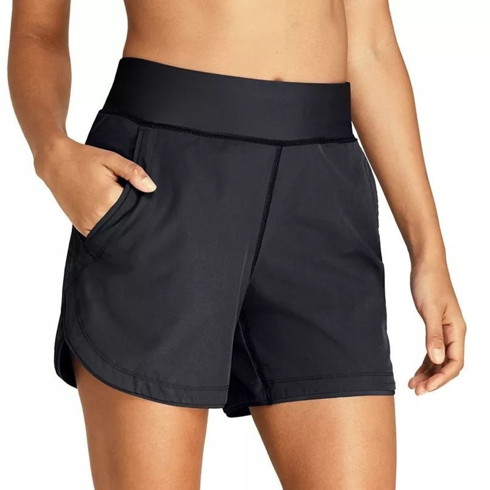 Lands' End Women's 8 Black 5" Board Shorts Quick Dry Swim Cover-up